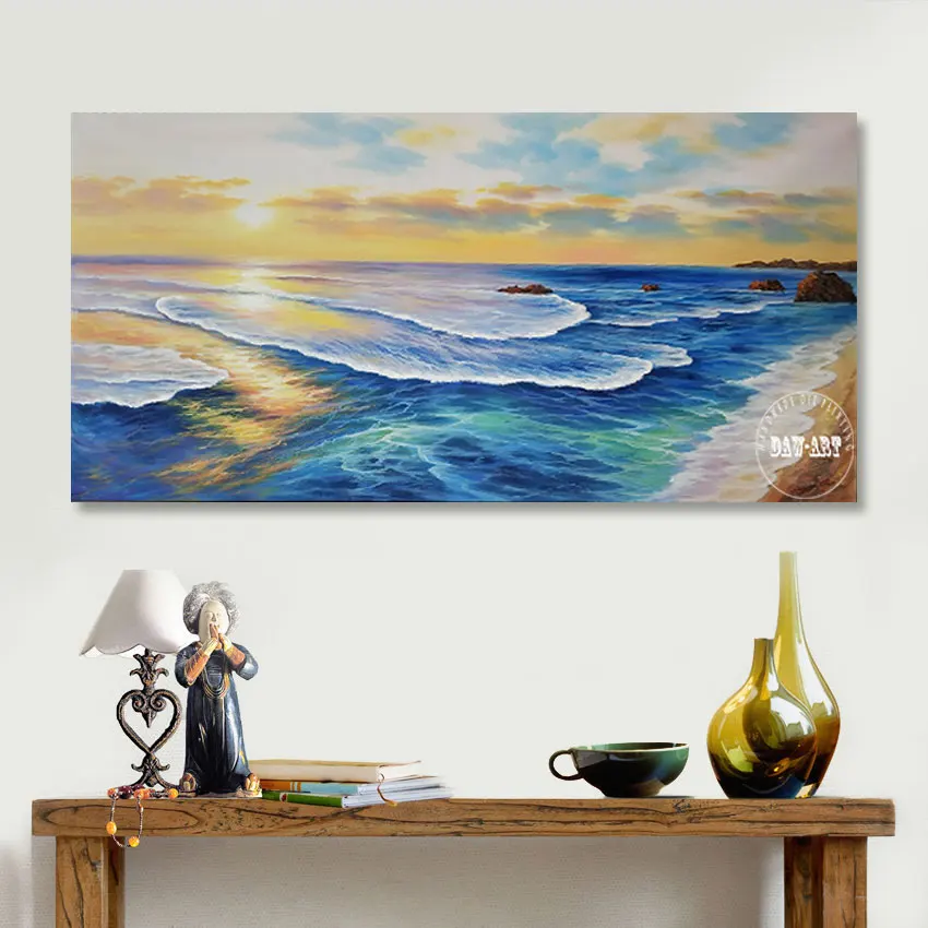 

Sea Wave Oil Painting Acrylic Canvas Landscape Picture Abstraction Handmade Decorative Items For Cafe Frameless Art Wall Hanging