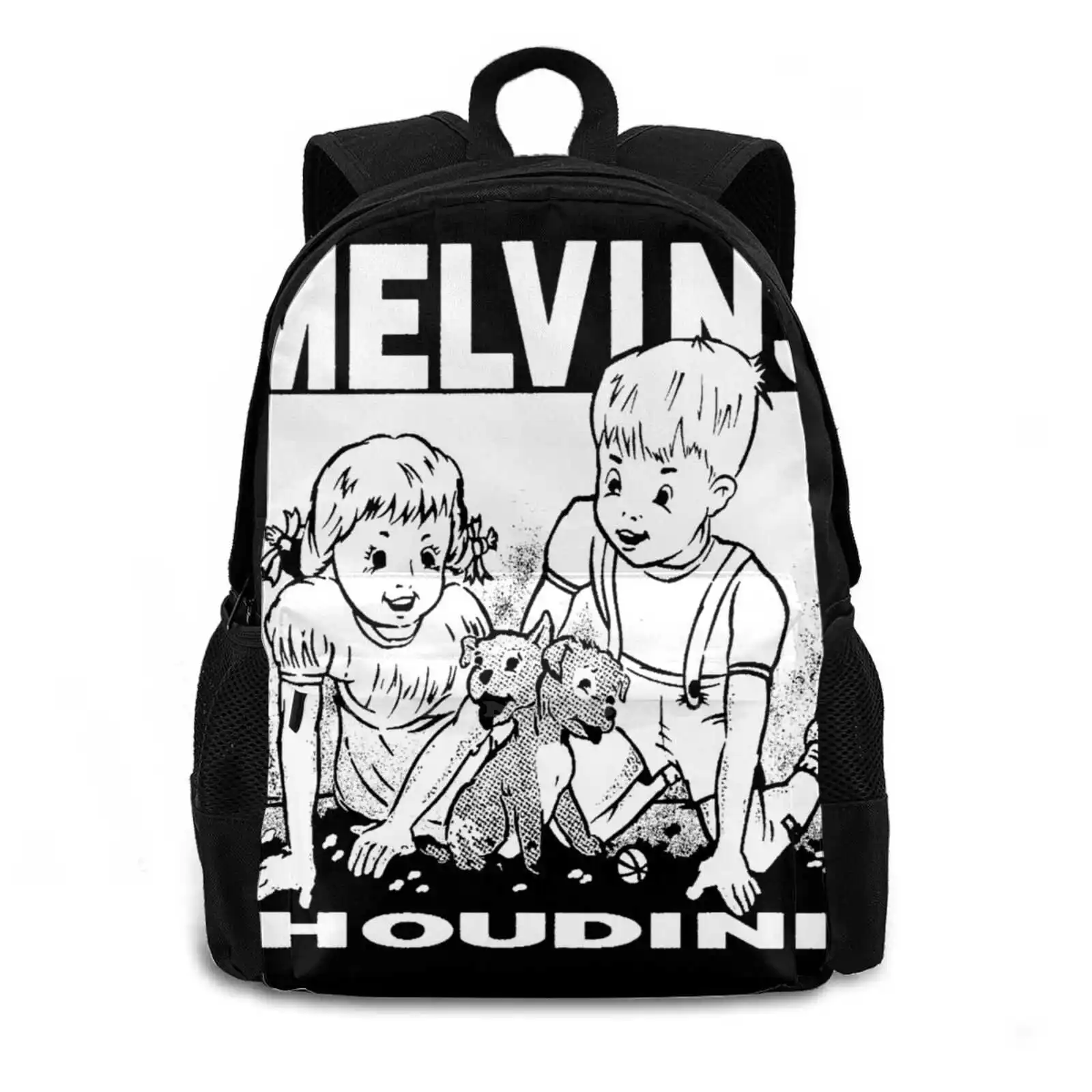 Houdini | Melvins | White 3d Print Design Backpack Casual Bag Houdini Melvins A History Of Bad Men Buzz Osborne Grunge