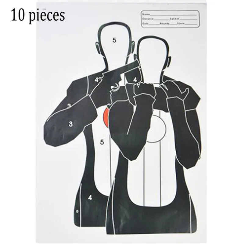 10PCS carte da tiro 45x32cm carta bersaglio Silhouette obiettivi freccia campo punto pratica di tiro per pistole fucili pistola