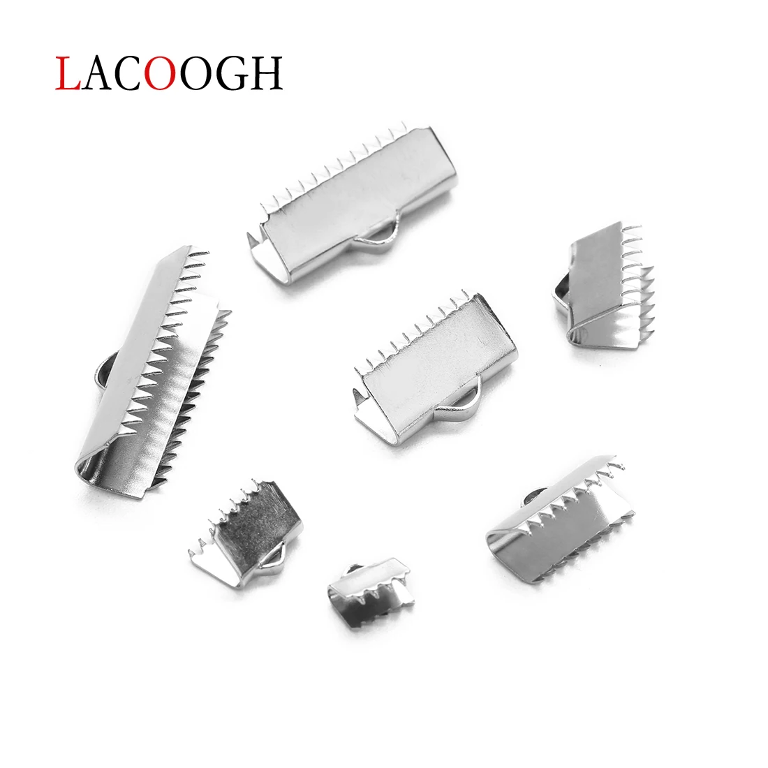 20pcs 6/8/10/13mm Stainless Steel Ribbon Clip Clamp Cord Crimp End Cap Tip Pinch Handmade Necklace Bracelet DIY Jewelry Findings