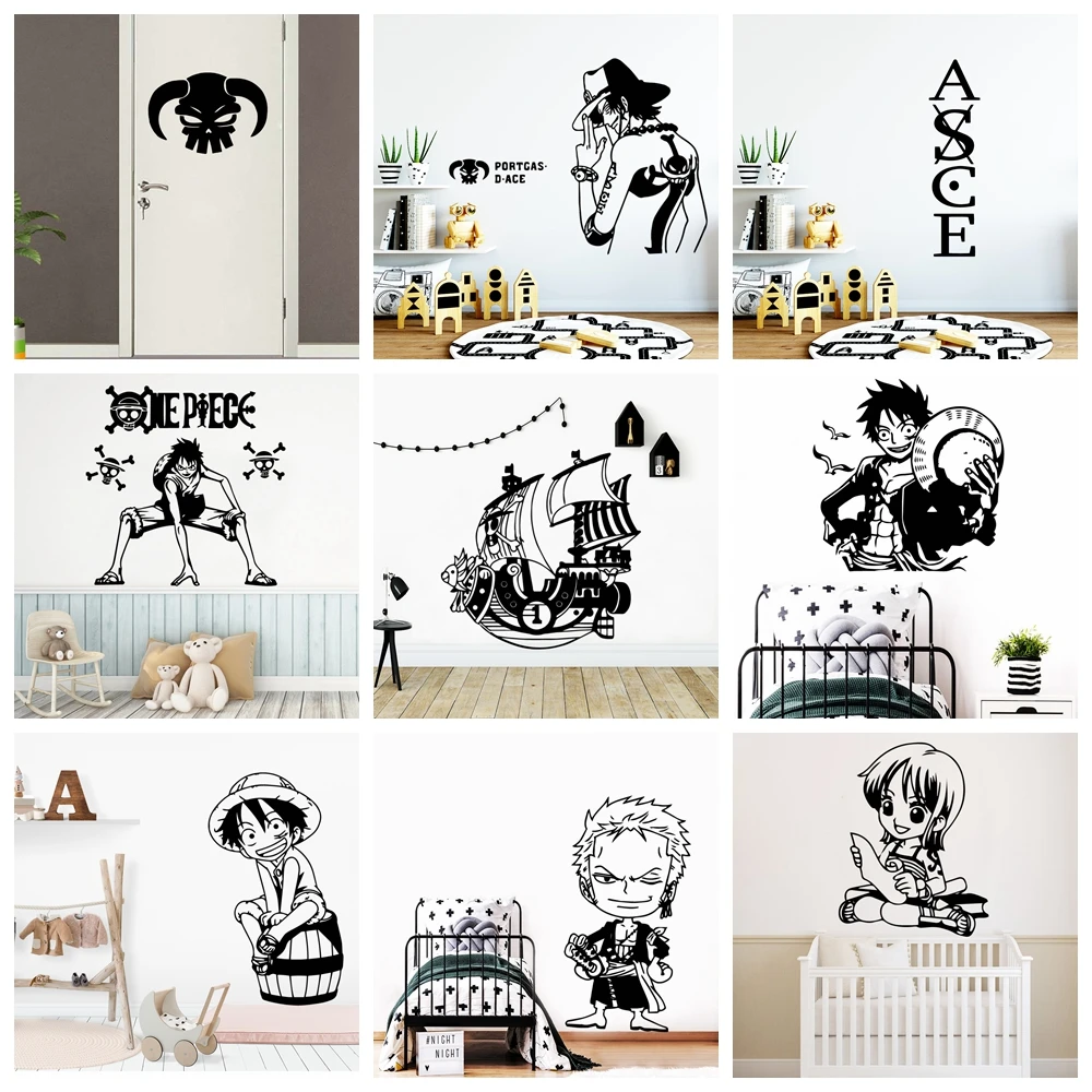 Cartoon Anime Wall Decal One Piece Wall Stickers Decals For Kids Room Vinyl Decor Sticker Wallpaper Poster Mural