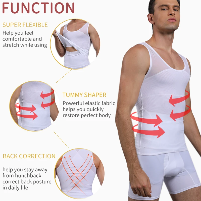 Mens Gynecomastia Compression Shirts Chest Slimming Body Shaper Tummy Control Shapewear Abdomen Slim Vest Waist Trainer Corset