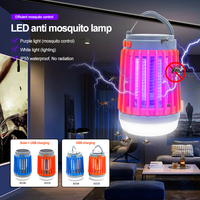 2IN1 Outdoor Camping Electric Solar LED Mosquito Killer Lamp with USB Rechargeable 4 Modes Insect Mosquito Trap Waterproof Light