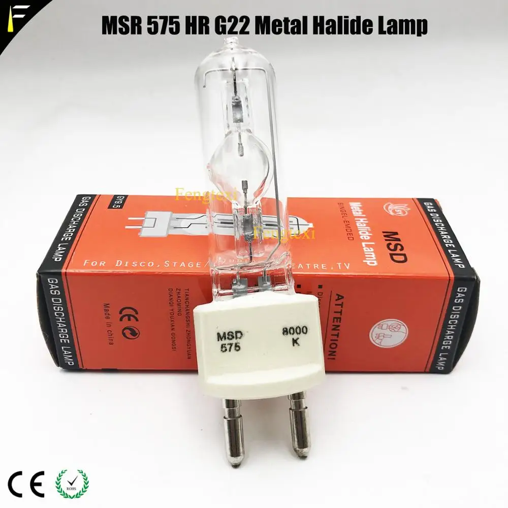 Compatible Lamp Bulb  MSR 575 HR G22 Hot Restrike Capable 575 W/SEL/NSK 575HR Mental Halide Moving Light