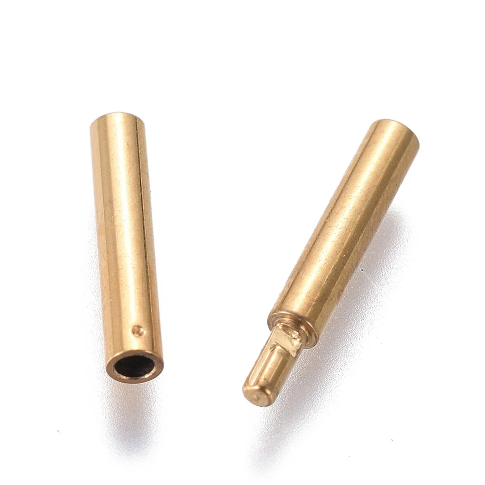 15Set 304 Stainless Steel Column Bayonet Clasps for jewelry making Connector Bracelet Necklace Accessories 20x2mm, Hole: 1mm