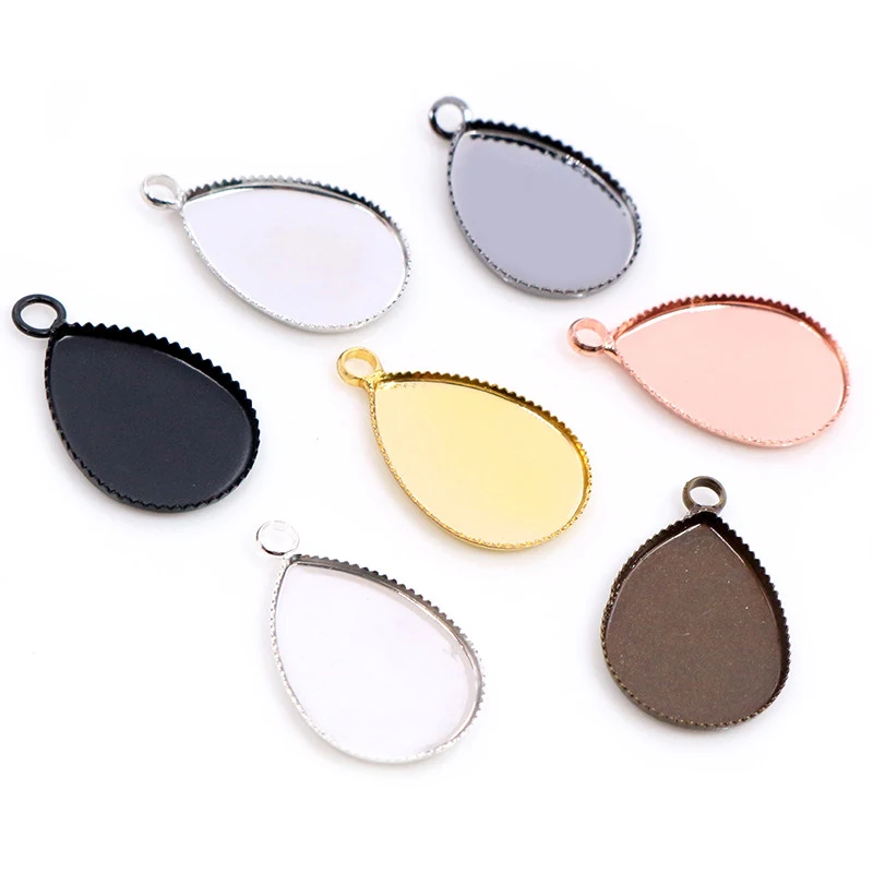 10x14mm 13x18mm 18x25mm Inner Size Drop Style Brass Cameo Cabochon Base Setting Charm Pendant Necklace Jewelry Findings