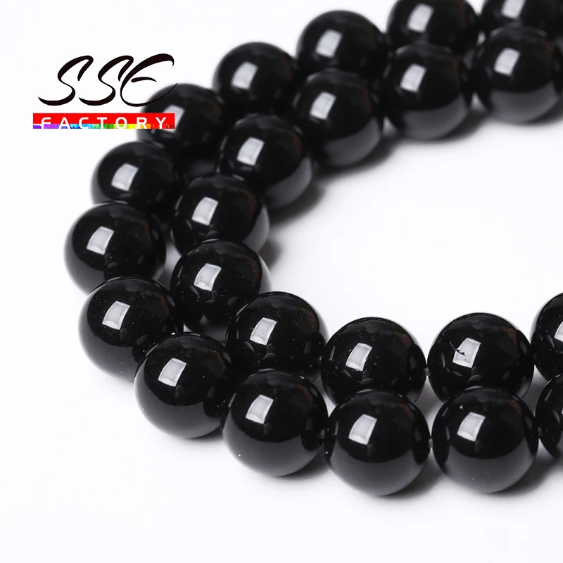 AAAAA Natural Black Agates Round Loose Beads Onyx Loose Beads 15\