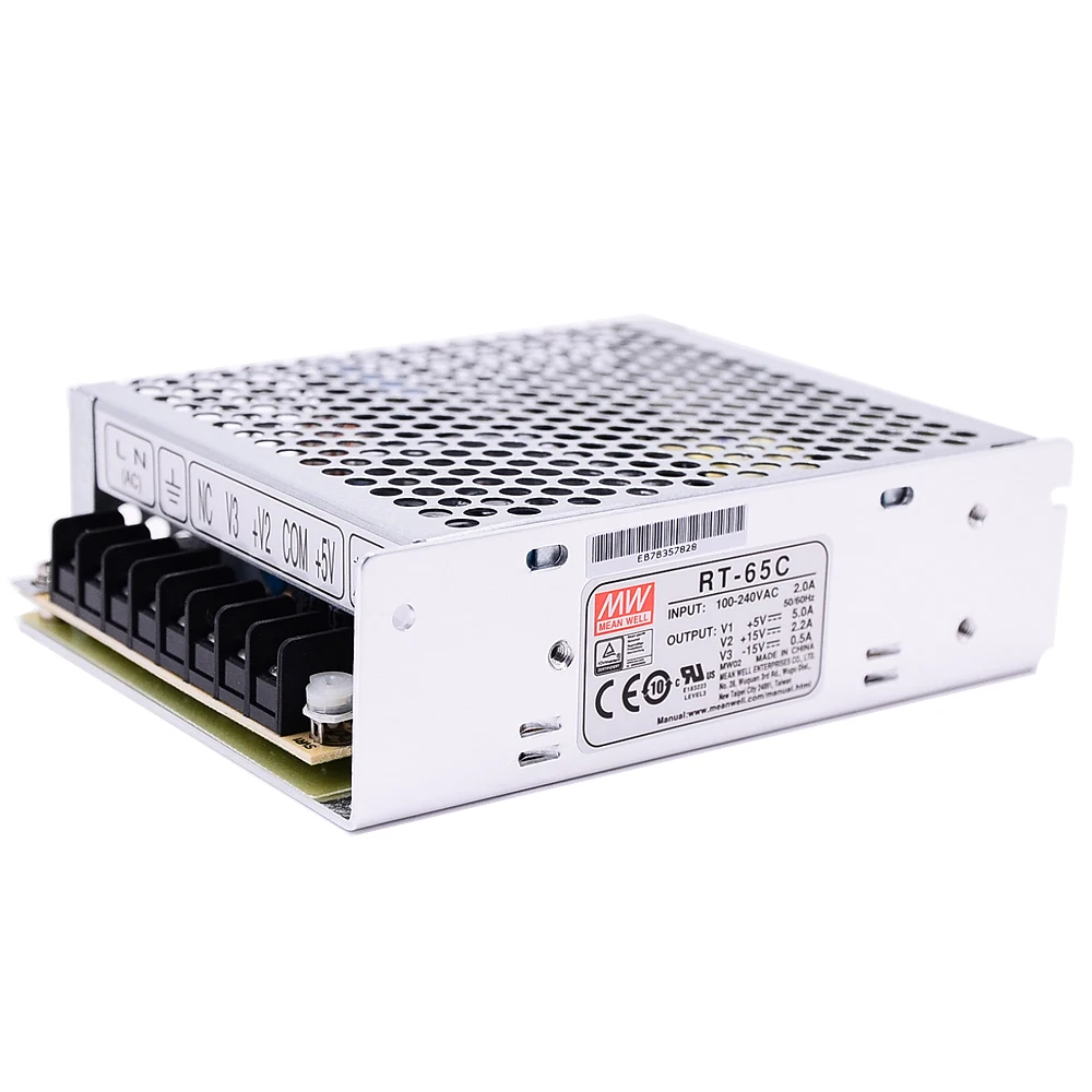 Mean Well RT-65C 5V/15V/-15V AC/DC 65.5W Triple Output Switching Power Supply meanwell online store