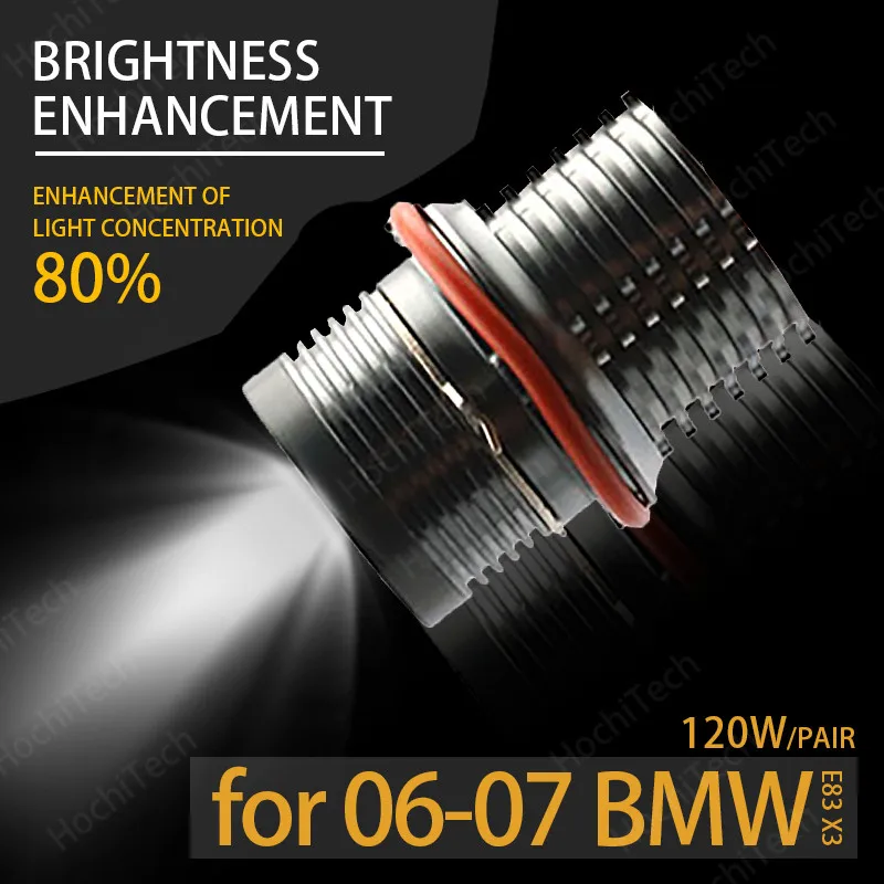 

6000K 80W White LED Lights Angel Eyes Ring Marker Bulbs for 2006 2007 BMW E83 X3 Super Bright