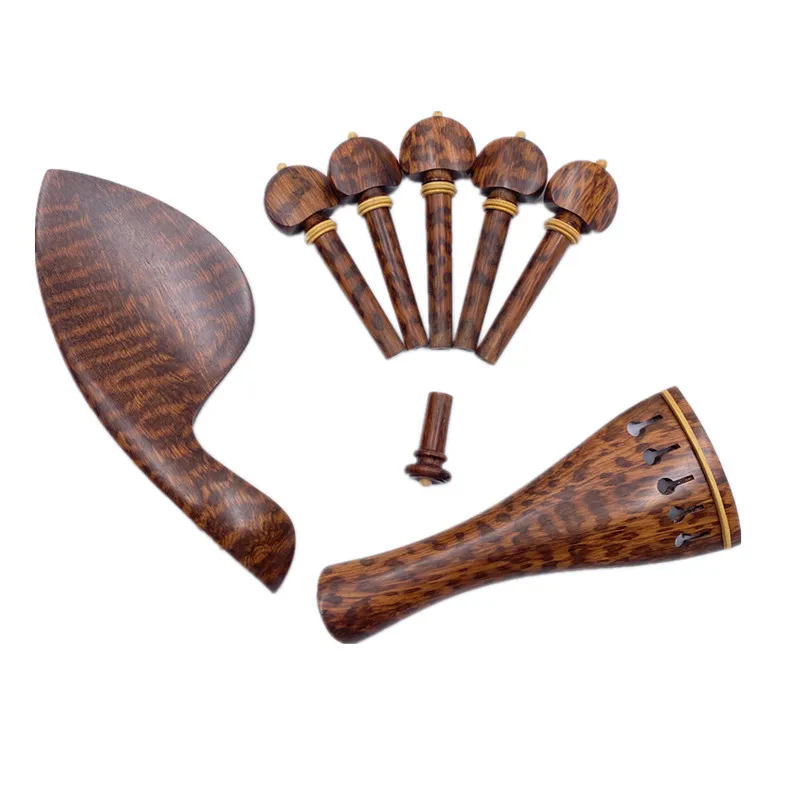 1set viola 5 strings snakewood letterwood accessories parts fittings,Tailpiece+Tuning pegs+Endpins+Chin rest/Chin Holder