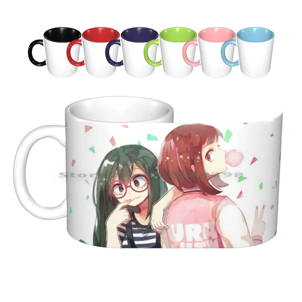 Tsuyu Uraraka Ceramic Mugs Coffee Cups Milk Tea Mug Boku No Hero Academia Bnha Boku No Hero Uraraka Ochako Tsuyu Froppy