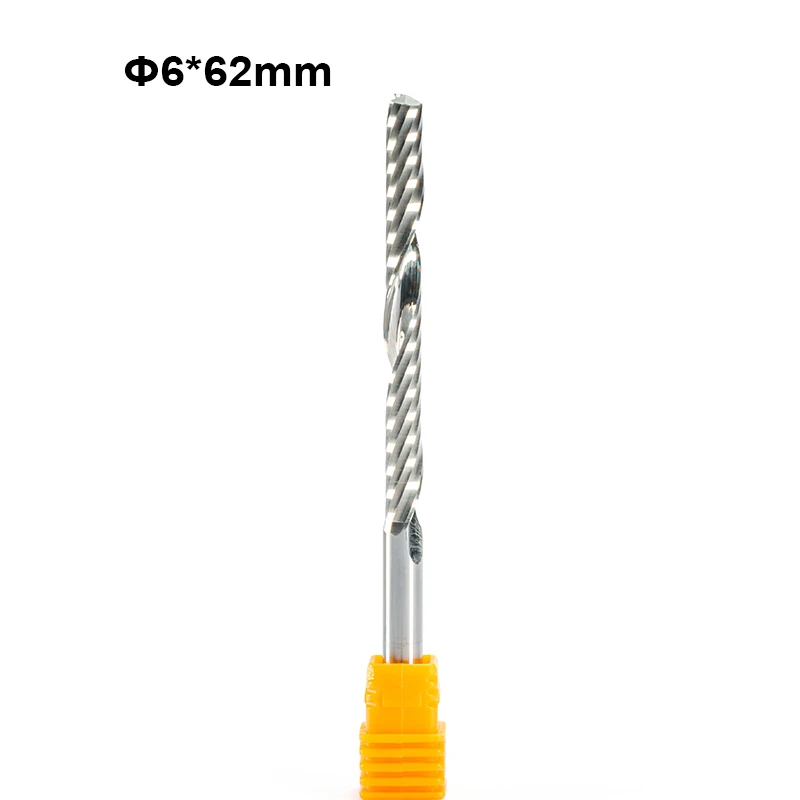 2pcs SHK 6mm CEL 22mm 32mm 42mm 62mm Single Flute Spiral Tools Engraving Bits Cutter Solid Carbide Endmill Cutting Wood Machine