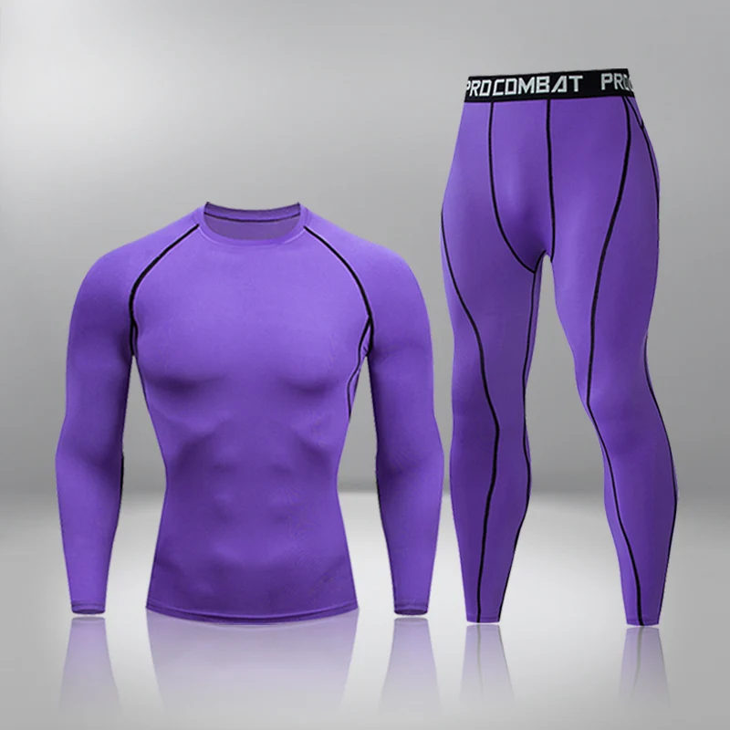 Thermal Underwear Fitness Compression T Shirt Running Jogging Sportswear Workout Training Tights 2Pcs/Set Men\'s Tracksuit