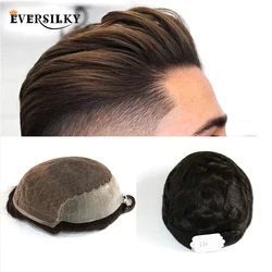 Natural Hairline Q6 Lace Front Male Wigs Ash Blonde Breathable 1B40 Grey  Human Hair Men Toupee Lace & PU Capillary Prosthesis