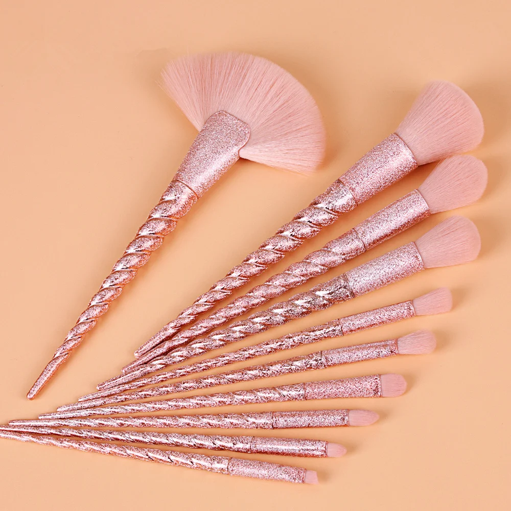 New Glitter Frosted Unicorn Makeup Brushes Set Powder Foundation Blusher Eyeshadow Blending Eyebrow Brush for Face Eyes Make Up