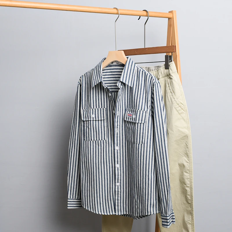 

100% Cotton casual comfortable fashion brand shirts men striped long sleeve spring shirt for men tops chemise camisa