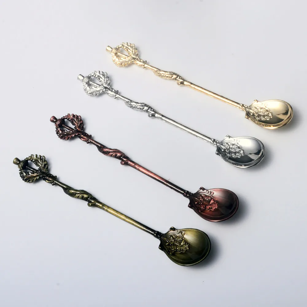 Retro European court Coffee Spoons Luxury Vintage Royal Palace Carved  Mini Tea Ice cream Dessert Seasoning Scoop cuillere scoop