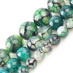 Wholesale Natural Stone Bead Green Dragon Vein Agates Round Loose Spacer Beads For Jewelry Making DIY Bracelet Necklace 6/8/10mm