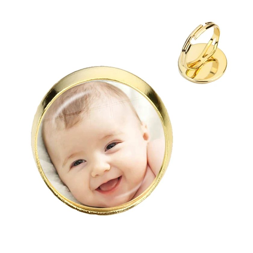 Personalized Custom Rings Photo Mum Dad Baby Children Grandpa Parents Custom Designed Photo Gift For Family Anniversary Gift