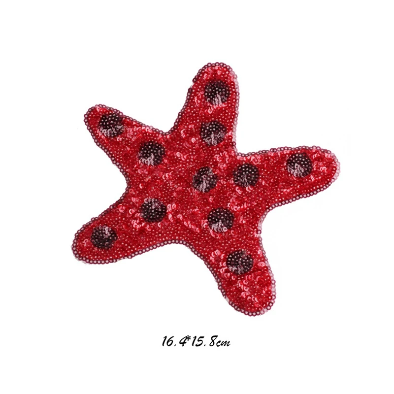 NEW Design Starfish Shells Sequins Sew On Patches for Clothes DIY Patch Applique Bag Clothing Coat Sweater Crafts Decor