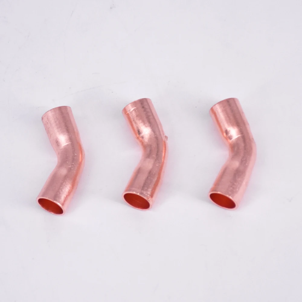 

28.6 32 35 38 42 45 50 54mm ID Copper End Feed Solder 45 Degree Elbow Fitting Coupler For Air Condition