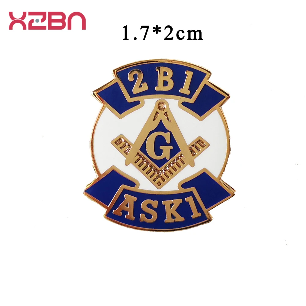 Masonic Lapel Pins Badge Mason Freemason  2B1 ASK1 Zinc Alloy Material Gold Plated  Exquisite Souvenirs Gifts Brooches