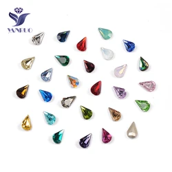 YANRUO 4300 Pear Shaped Glitter Strass Crystal Fancy Stones Craft Gems Point Back Sew On Rhinestones For Dress Decoration