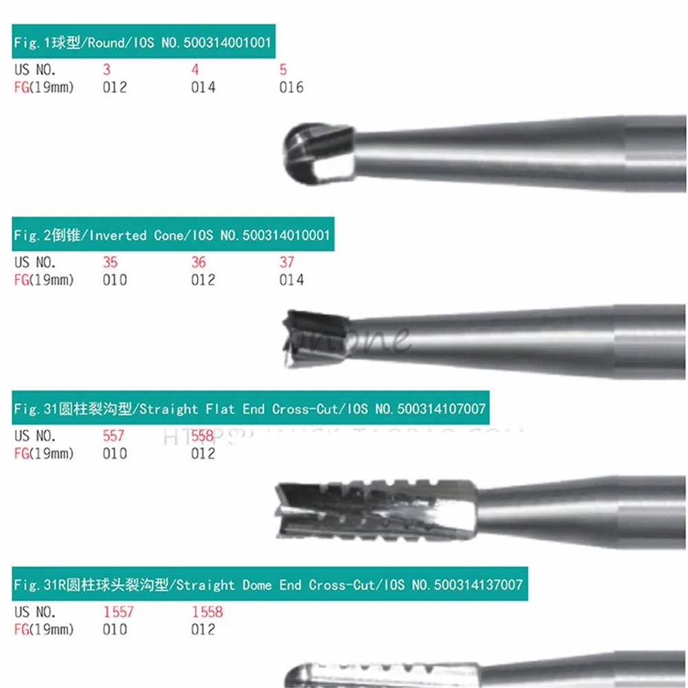 20pcs /pack Dental Carbide Burs High Speed Tungsten Steel Burs Broken Crown Needle for Endodontic S