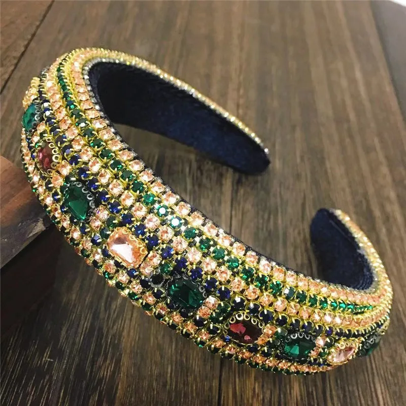 Colorful Baroque Rhinestone Headband Hairbands For Women Retro Crystal Rhinestone Hairband Hair Accessories Party Gift Wholesale