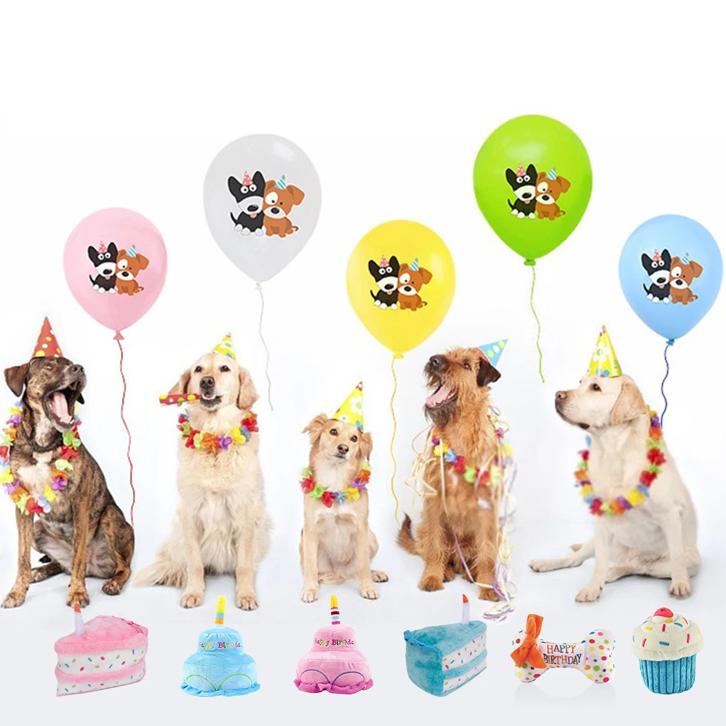 Cute Dog Molar Training Chew Toys Birthday Cake Shape Dogs Playing Toy Plush Puppy Pet Toys for Cats Dogs Birthday Party