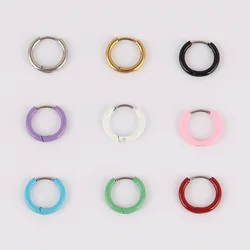 Simple Colorful Earring Stainless Steel Earring Hoop Earrings Round Circle Earrings For Women Geometric Women Jewelry Earrings