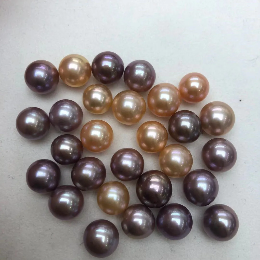 

free shipping,10-11 mm high luster AAAA big perfect round Nature freshwater loose pearl,half hole