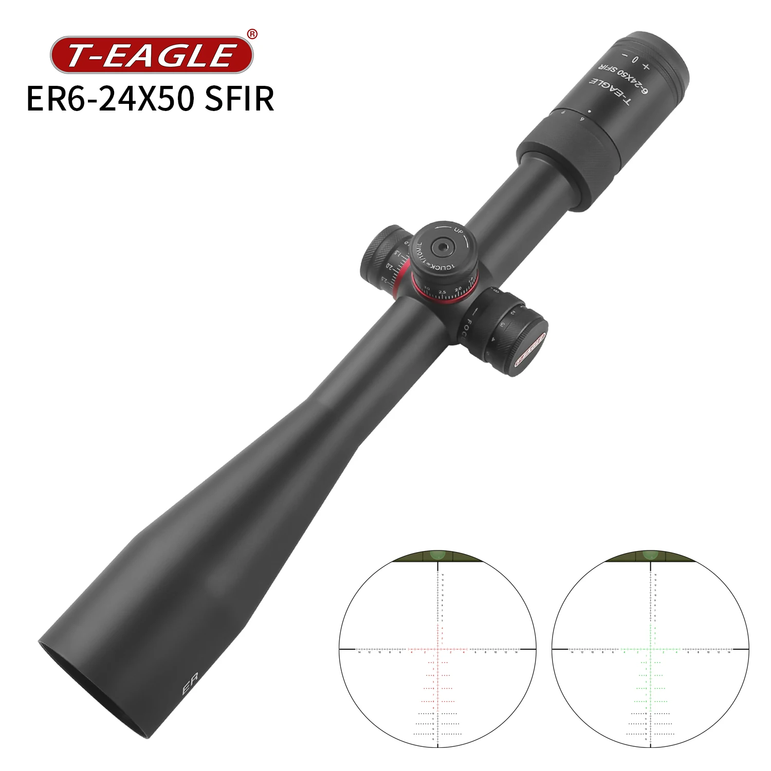 T-EAGLE Riflescope With Level Bubble  Air Rifle Optics Red Dot Illuminated Optics Airsoft For PCP Hunting ER 6-24x50 SFIR