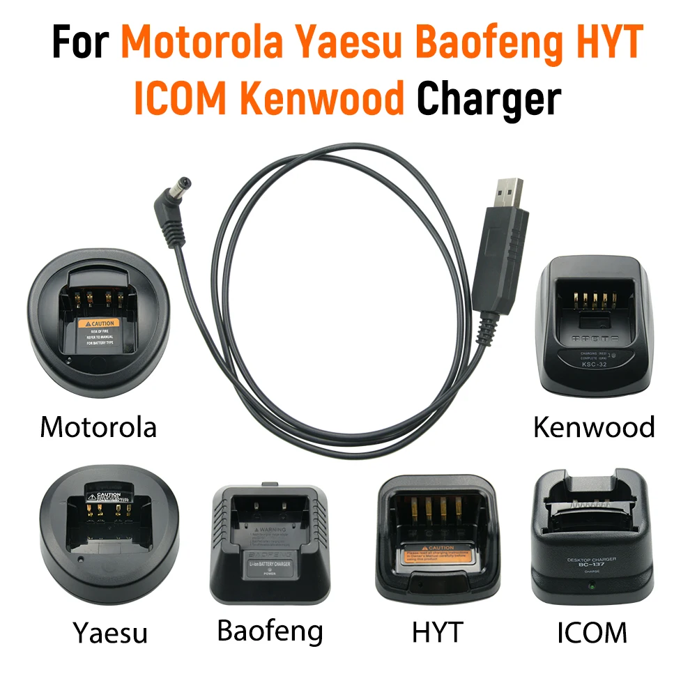 바오펑 UV-5R BF-F8HP 플러스, 모토로라, Yaes, HYT, Ico, 켄우드 워키토키용 범용 USB 충전기 케이블, 양방향 라디오