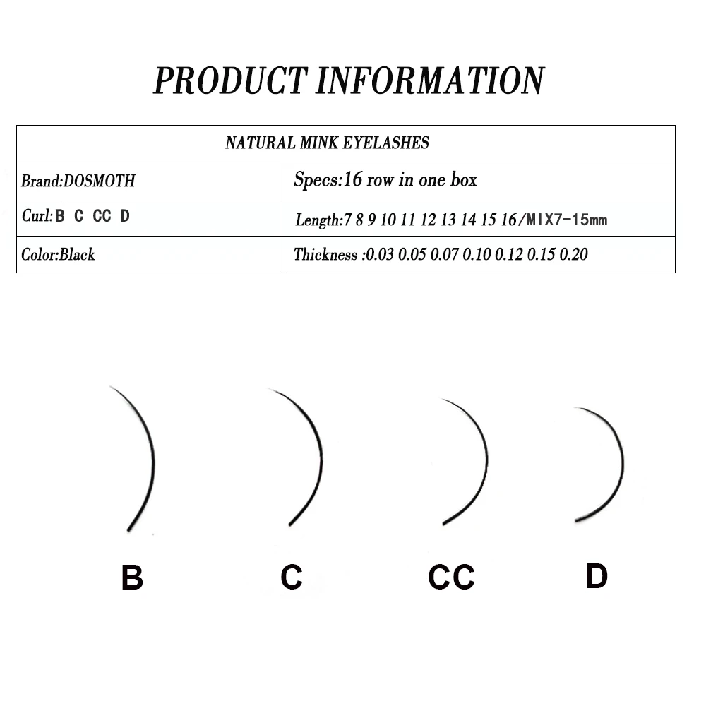 DOSMOTH 10 caixas 16 linhas 7-16mm vison cílios extensões supples Falso falso cílios extensão cílios individuais cosméticos