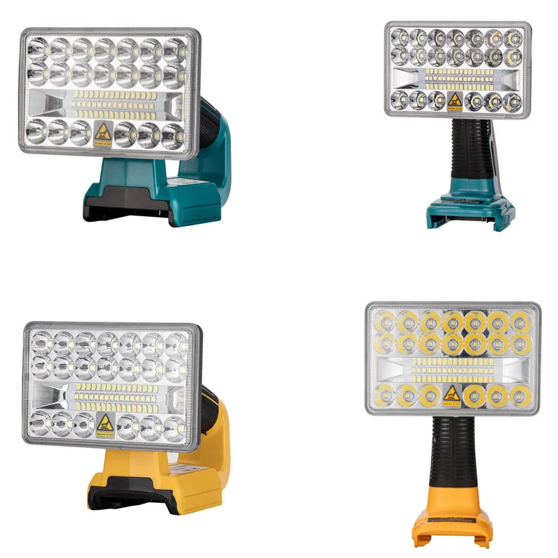 Lampu Sorot LED 18V Senter Luar Ruangan untuk Bosch Dewalt Makita Milwaukee Baterai Lithium USB Lampu Luar Ruangan dengan USB 18W