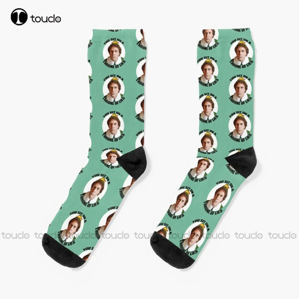 You Sit On A Throne Of Lies Buddy The Elf Christmas Movie Will Ferrell Quote Socks Black Socks Men Unisex Adult Teen Youth Socks