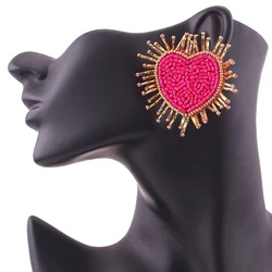 Sehuoran Boho Earrings For Women Handmade Heart Stud Earrings For Women Lovers Gifts Jewellery Oorbellen Women Fashion Jewelry