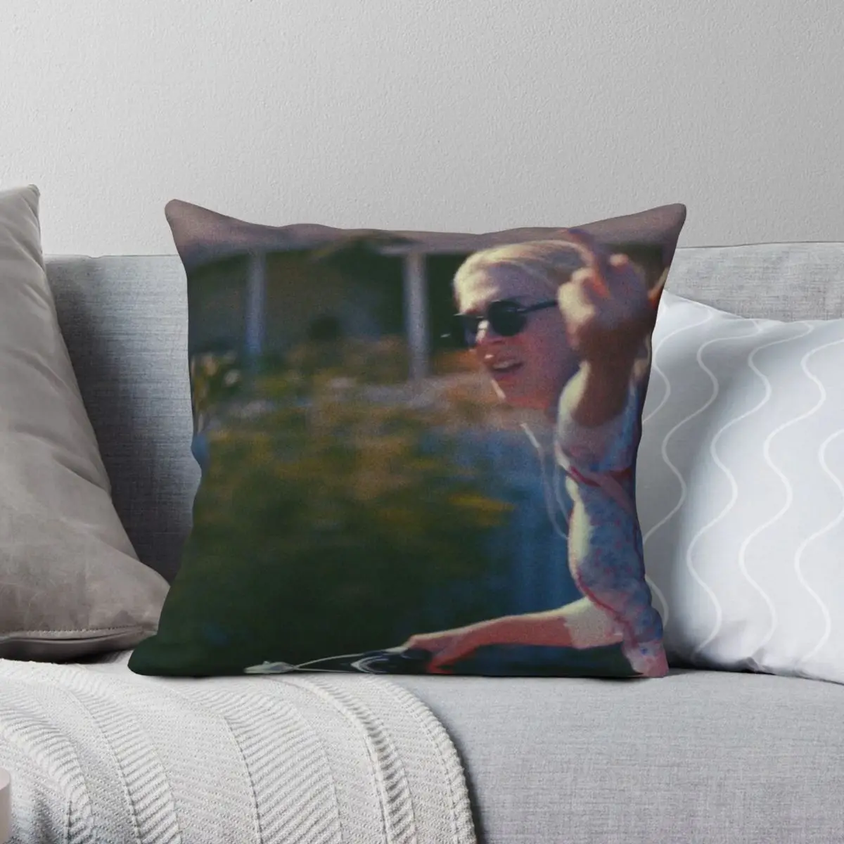 Jules On Her Bike Square Pillowcase Polyester Linen Velvet Creative Zip Decor Sofa Seater Cushion Cover