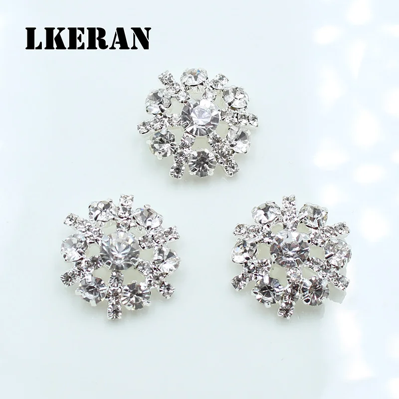 10pcs Snowflake 25mm Flower Rhinestones Buttons Shank Sewing Button Wedding Decoration Diy Metal Diamond Crystal Bow Accessories