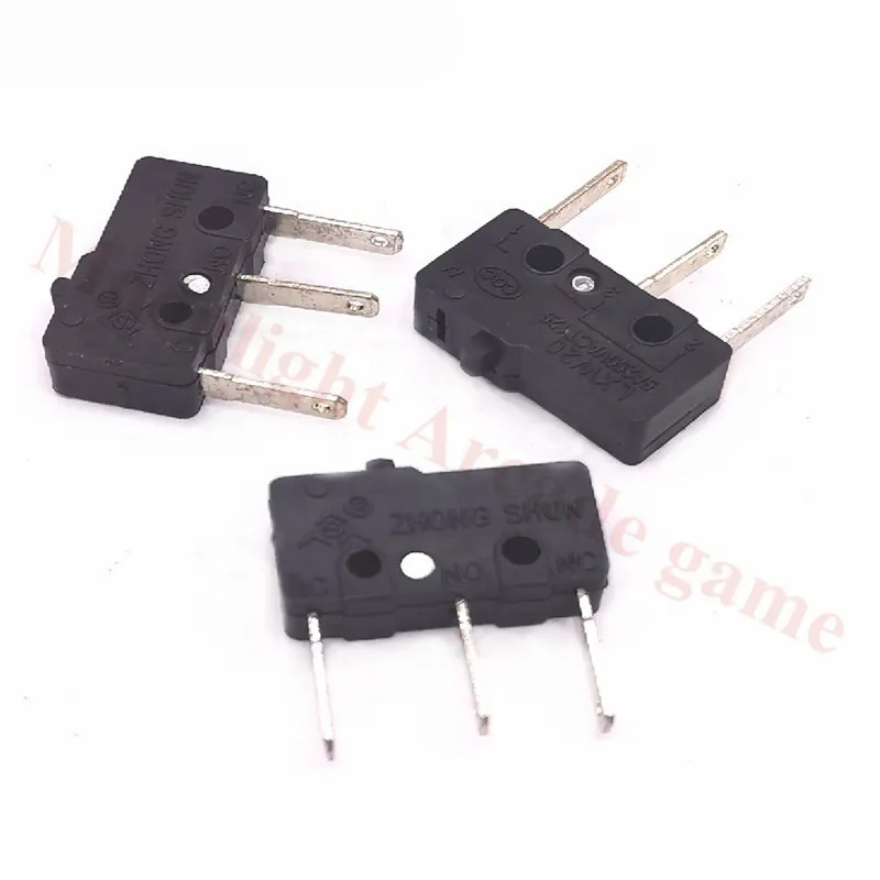 50Pcs/Lot Three Terminals Small Black microswitch For Arcade game momentary push button micro switch