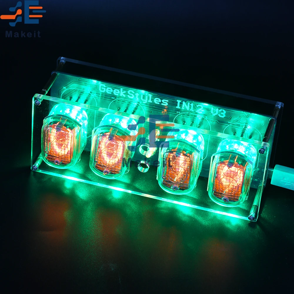 IN-12 Nixie-Röhrenuhr DIY-Bausatz – Retro-Orange, RGB-Beleuchtung, USB, RTC, Hochpräzise