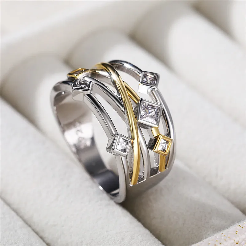 CAOSHI Fashionable Design Line Cross Ring Women Trendy Female Modern Lady Style Accessories Statement Jewelry Chic Finger-ring