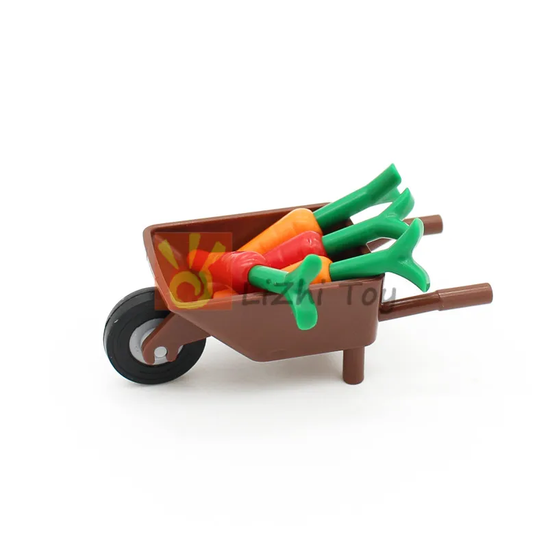 50pcs MOC Carrot Radish with Green Twig Top Compatible 33172 33183 Vegetables Food DIY Bricks Building Blocks Assembles Parts