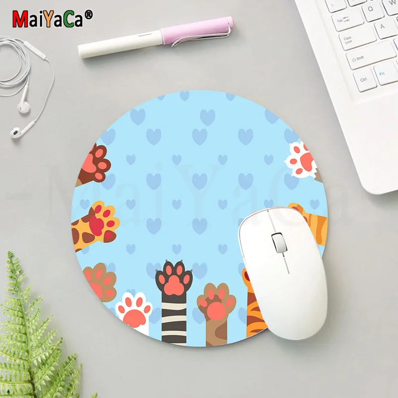 Maiyaca New Design Cats paw Customized laptop Gaming round mouse pad gaming Mousepad Rug For PC Laptop Notebook