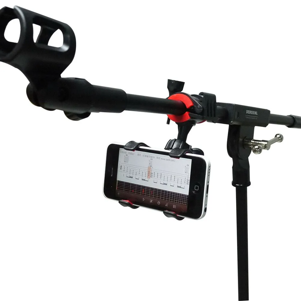 1PC Universal Microphone Mic Stand Degree Rotating Bicycle Motor Bike Phone Holder For Phones Bass Guitar Accessories