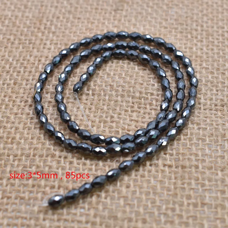 Natural Stone Beads Faceted Shape Round Hematite Beads 15inch 3*5mm Loose Spacer Round Beads For DIY Jewelry Making Bracelet