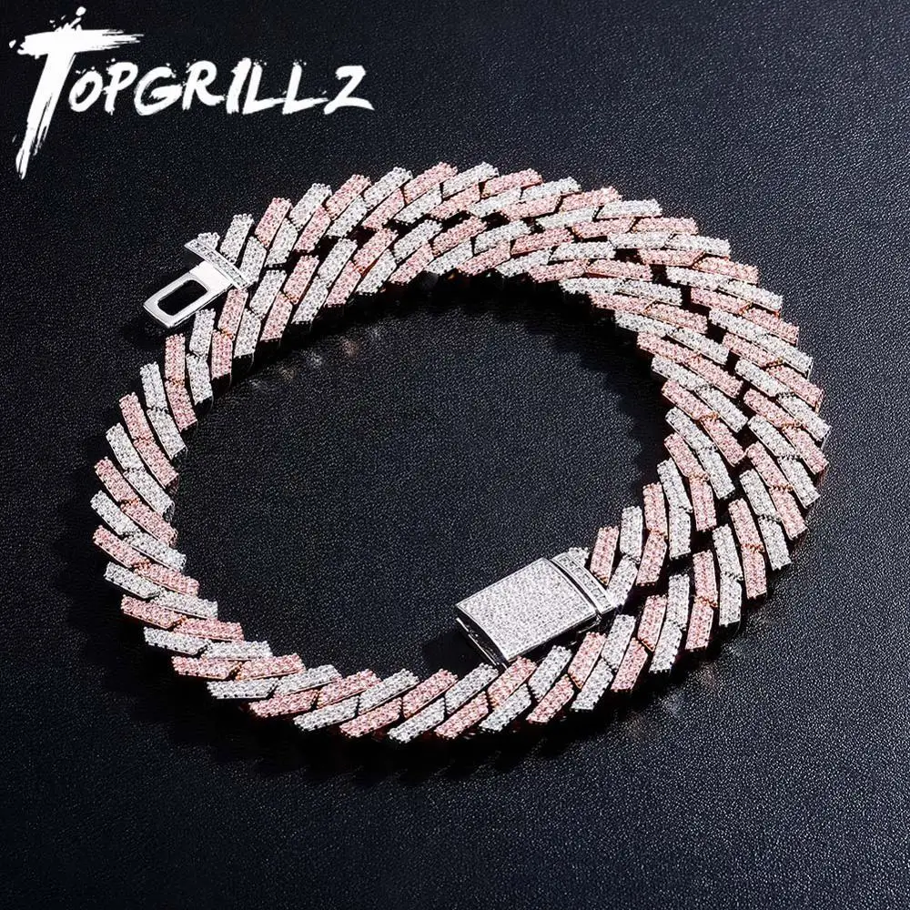 TOPGRILLZ Mens Necklace 12mm Luxury Fashion Miami Cuban Chain Iced Out Micro Pave AAA Cubic Zirconia Hip Hop Jewelry For Gift