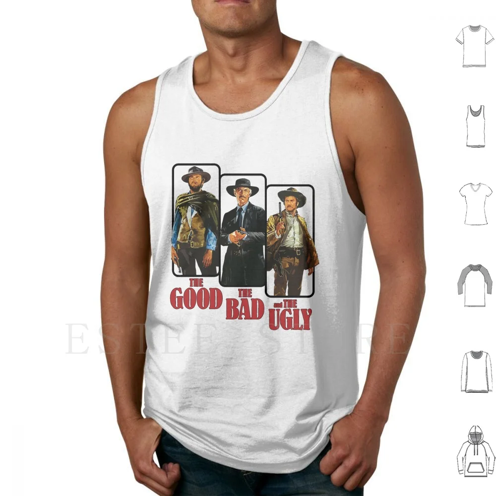 The Good The Bad And The Ugly Poster Graphic Tank Tops Vest Sleeveless Good Bad Ugly Cowboy Western Movie Clint Eastwood