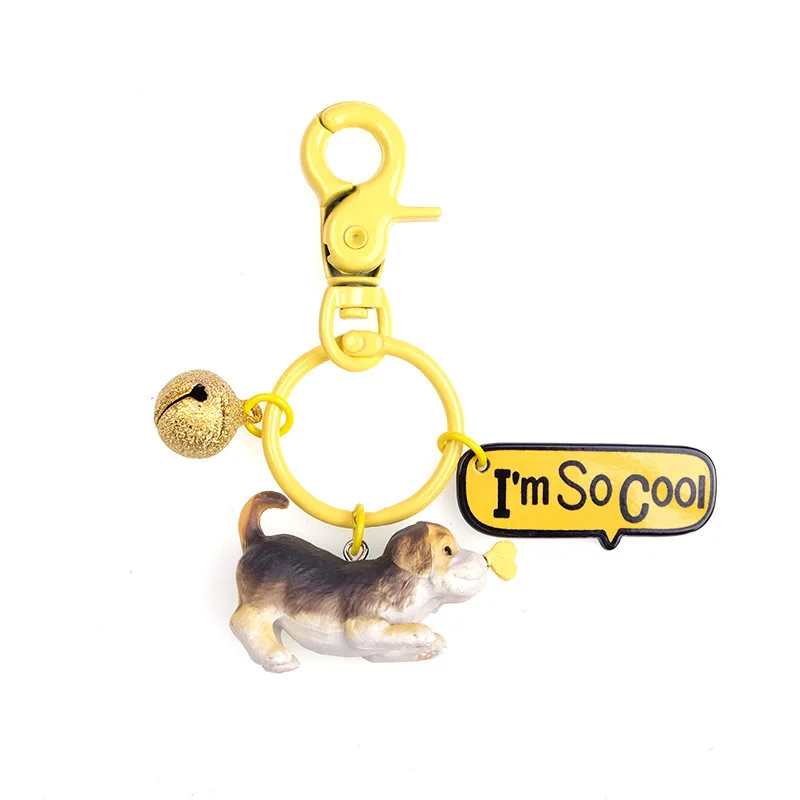 Cartoon 3D Cute Pet Dog Bulldog Panda Car Keychain Animal Lovely Pug Steel Wire Keyring Bag Charm Trinket Toy Key Chain Jewelry